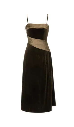 SUSPENDERS THIN STRAPS SLIMMING VELVET MAXI DRESS Gloria Lanvin