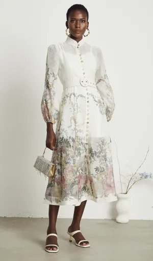 Suzette belted-waist floral print midi dress Gloria Lanvin