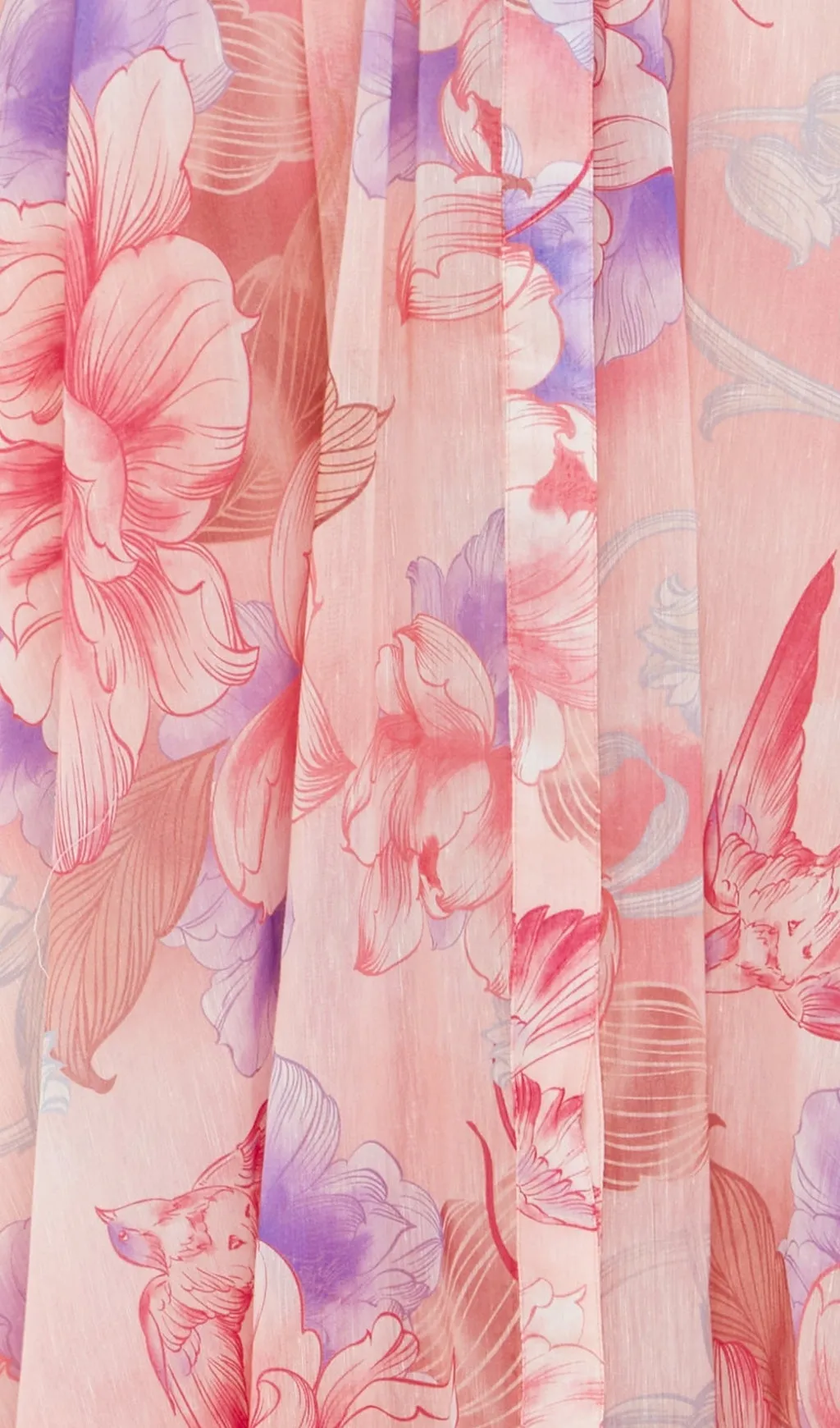 SWALLOW PRINT IN LUSH MIDI DRESS Gloria Lanvin