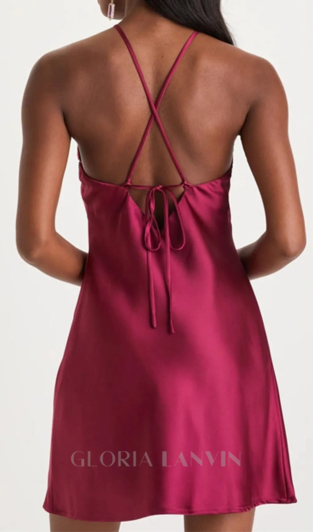 Sweet Prose Magenta Satin Rosette Halter Neck Mini Dress Gloria Lanvin