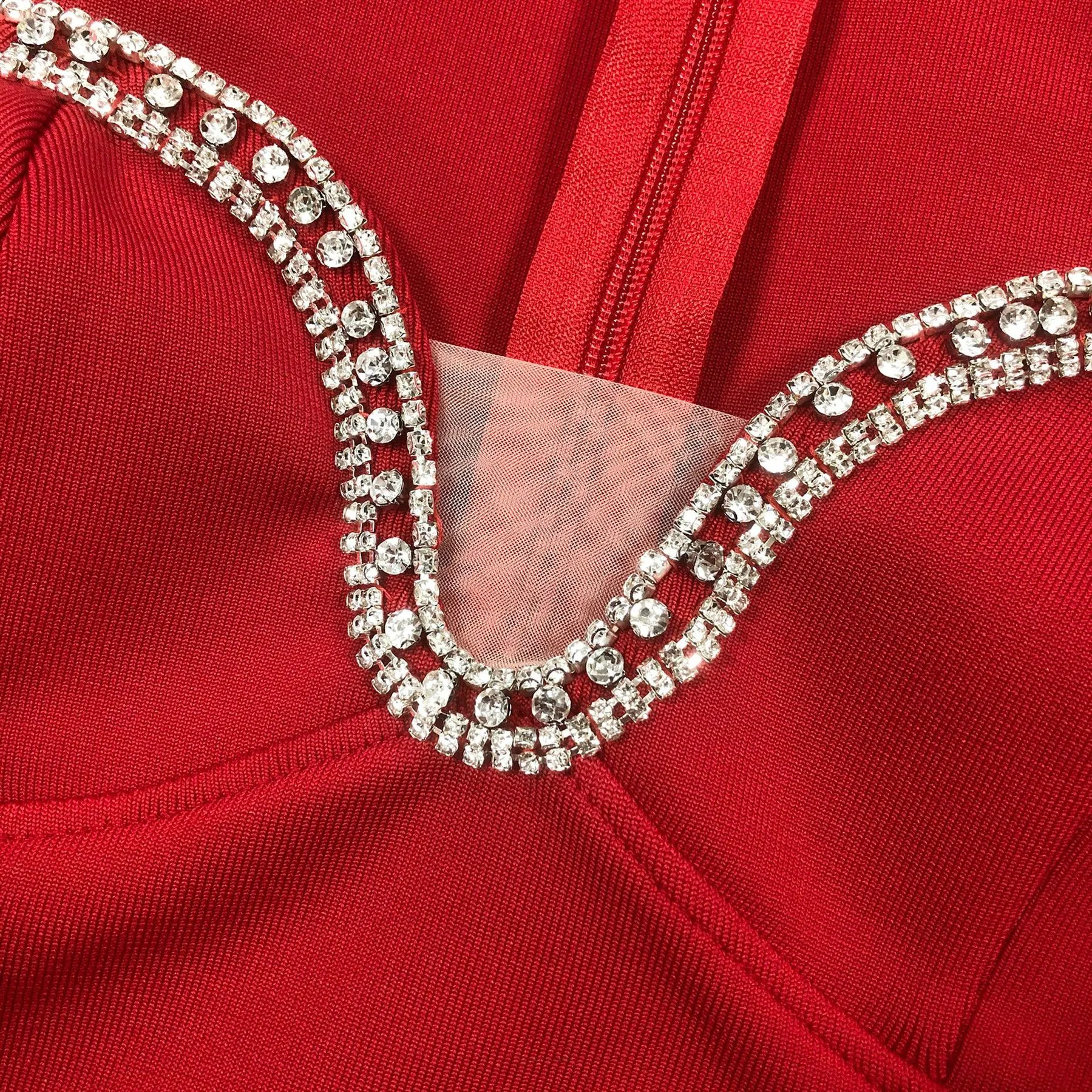 sylvia crystal embellished long sleeve maxi dress in red Gloria Lanvin