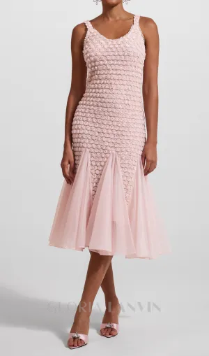 SYLVIA PINK EMBROIDERED SPLICING SLEEVELESS MIDI DRESS Gloria Lanvin