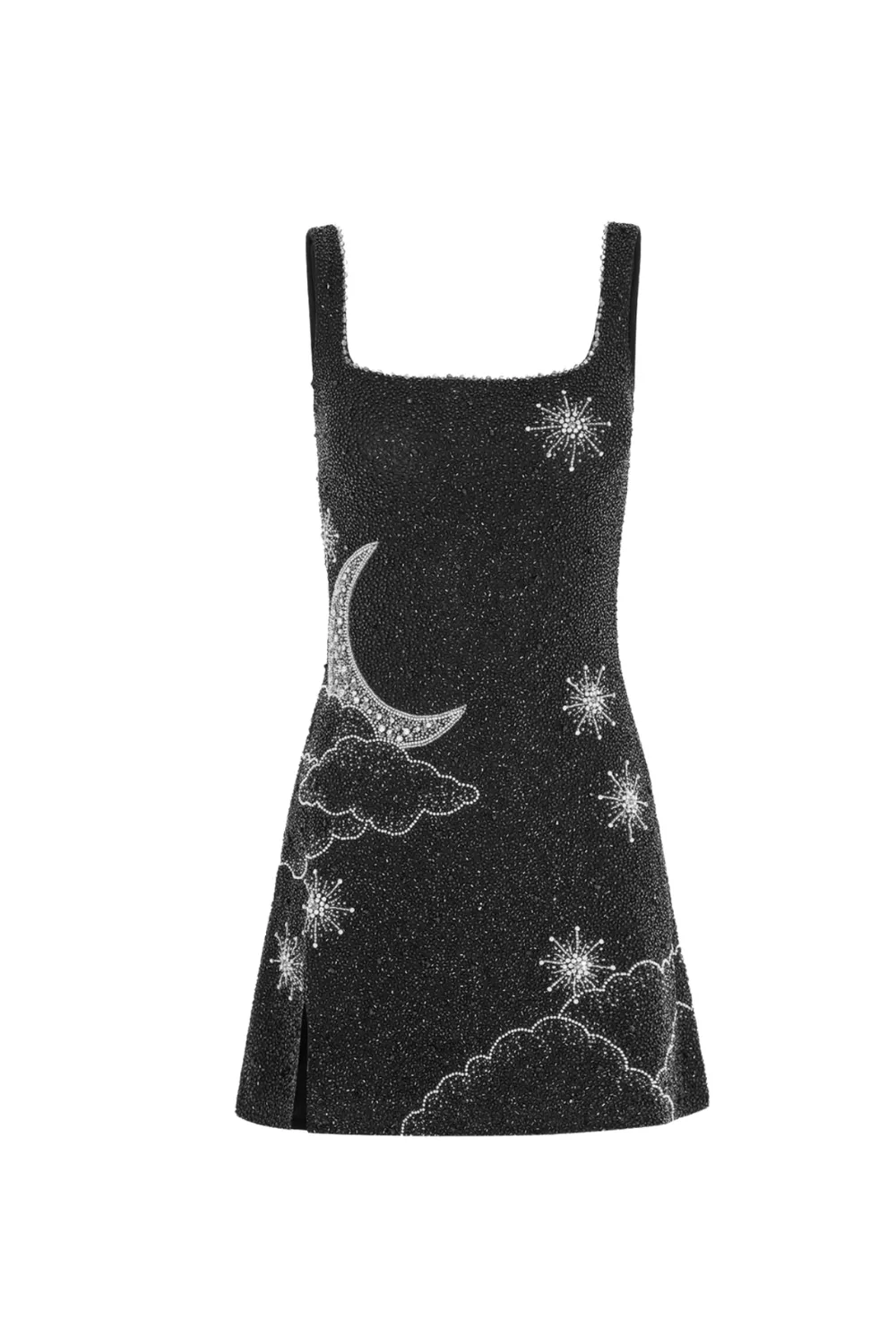 Sylvia Rhinestone Embellished Sky Mini Dress in black Gloria Lanvin