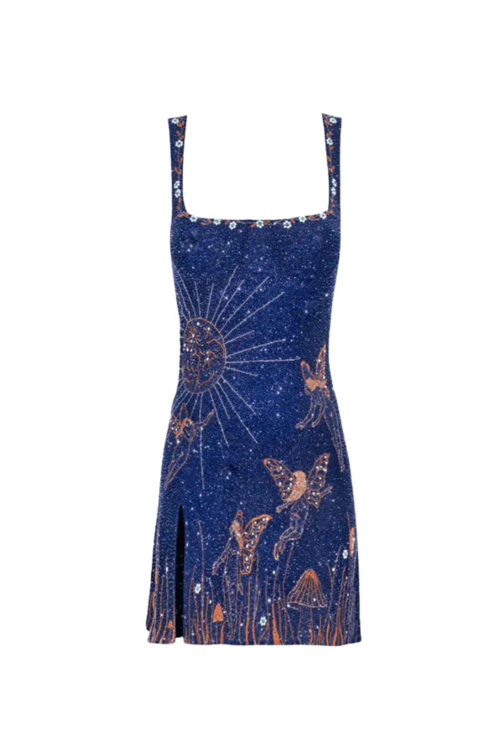 Sylvia Rhinestone Embellished Sky Mini Dress in blue Gloria Lanvin