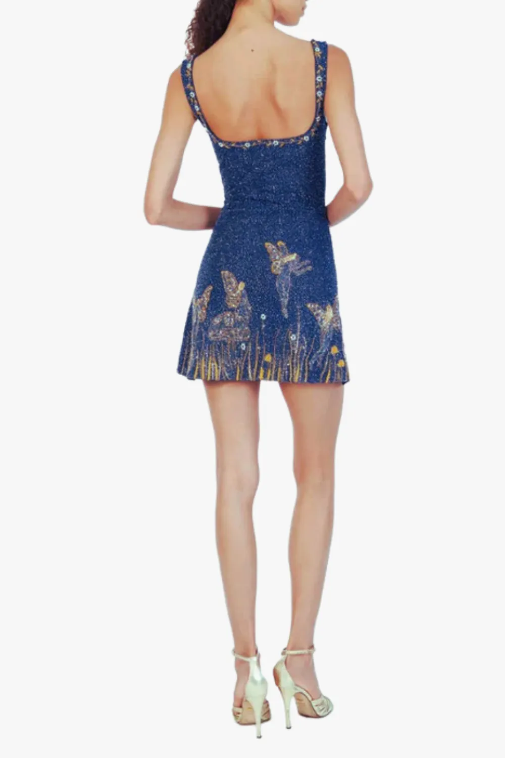 Sylvia Rhinestone Embellished Sky Mini Dress in blue Gloria Lanvin