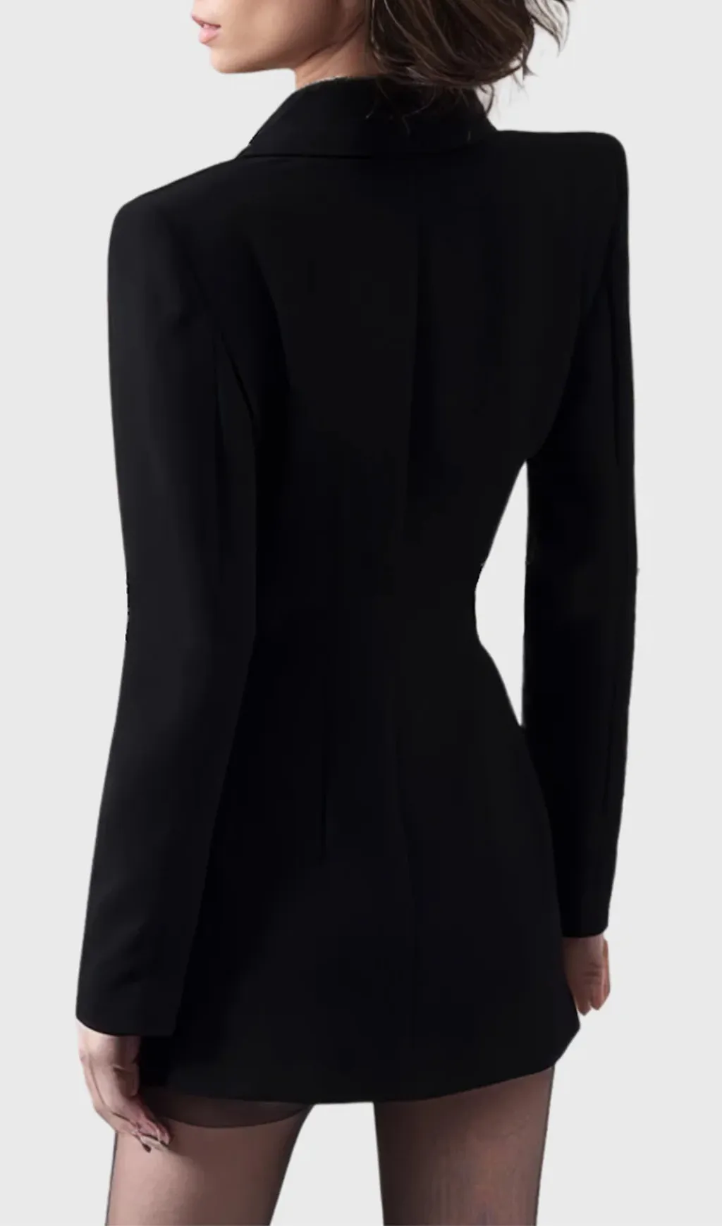 TAILORED BLAZER DRESS WITH LEATHER BLACK Gloria Lanvin