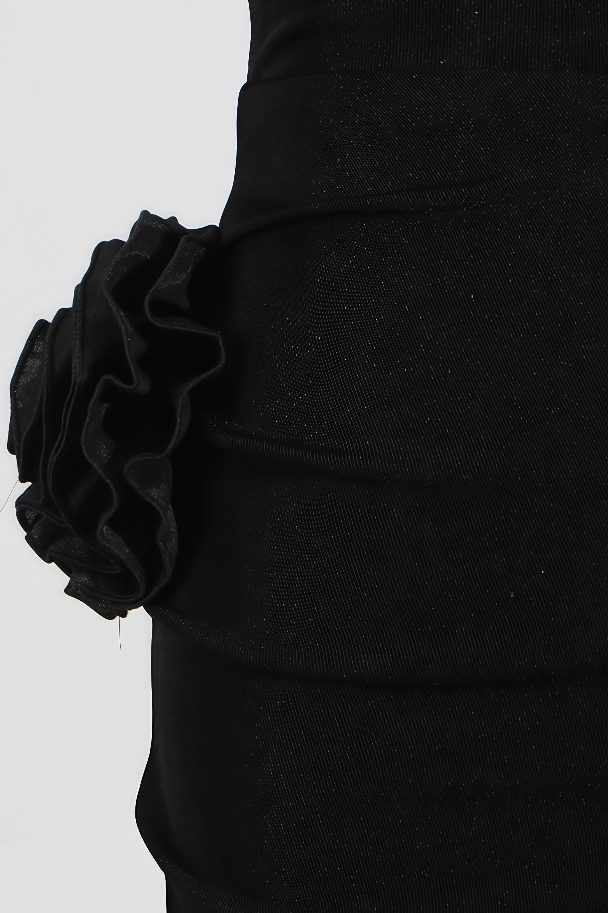 tammy Metal 3D Flower Hooded Midi Dress in black Gloria Lanvin