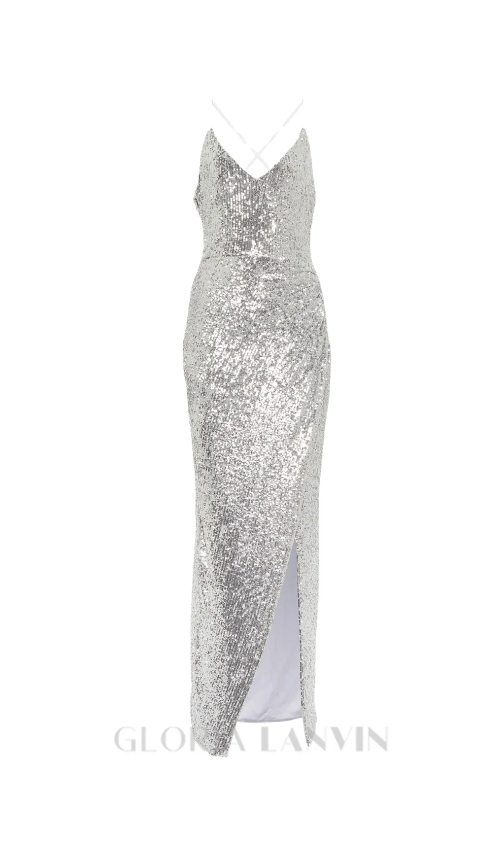 TAMMY SEQUINED MAXI DRESS IN SLIVER Gloria Lanvin