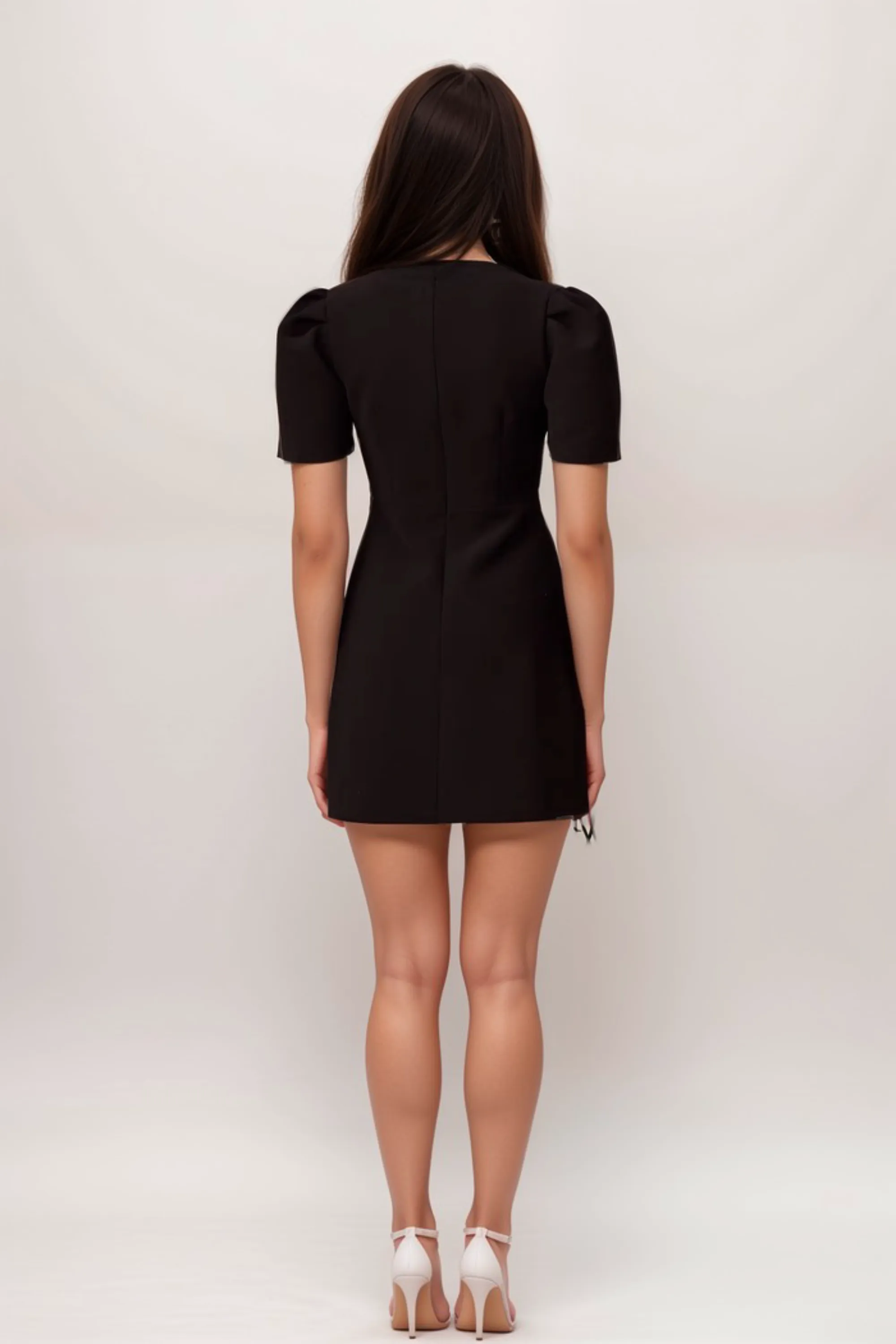 Tania black bowknot embellished mini dress Gloria Lanvin