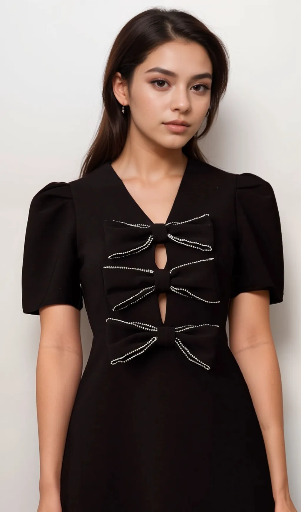 Tania black bowknot embellished mini dress Gloria Lanvin