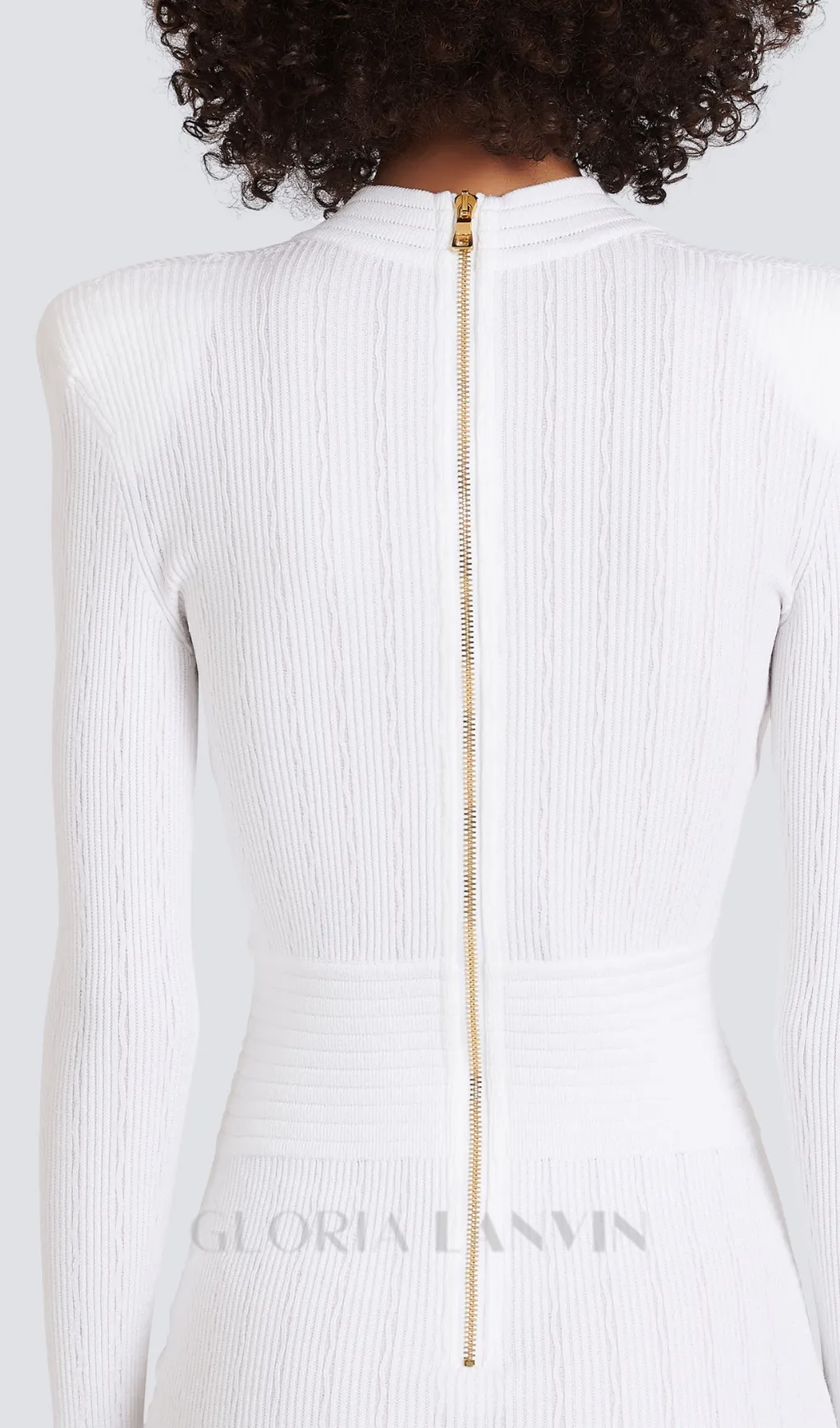 TARA WHITE SHORT KNITTED MINI DRESS WITH GOLD BUTTONS Gloria Lanvin