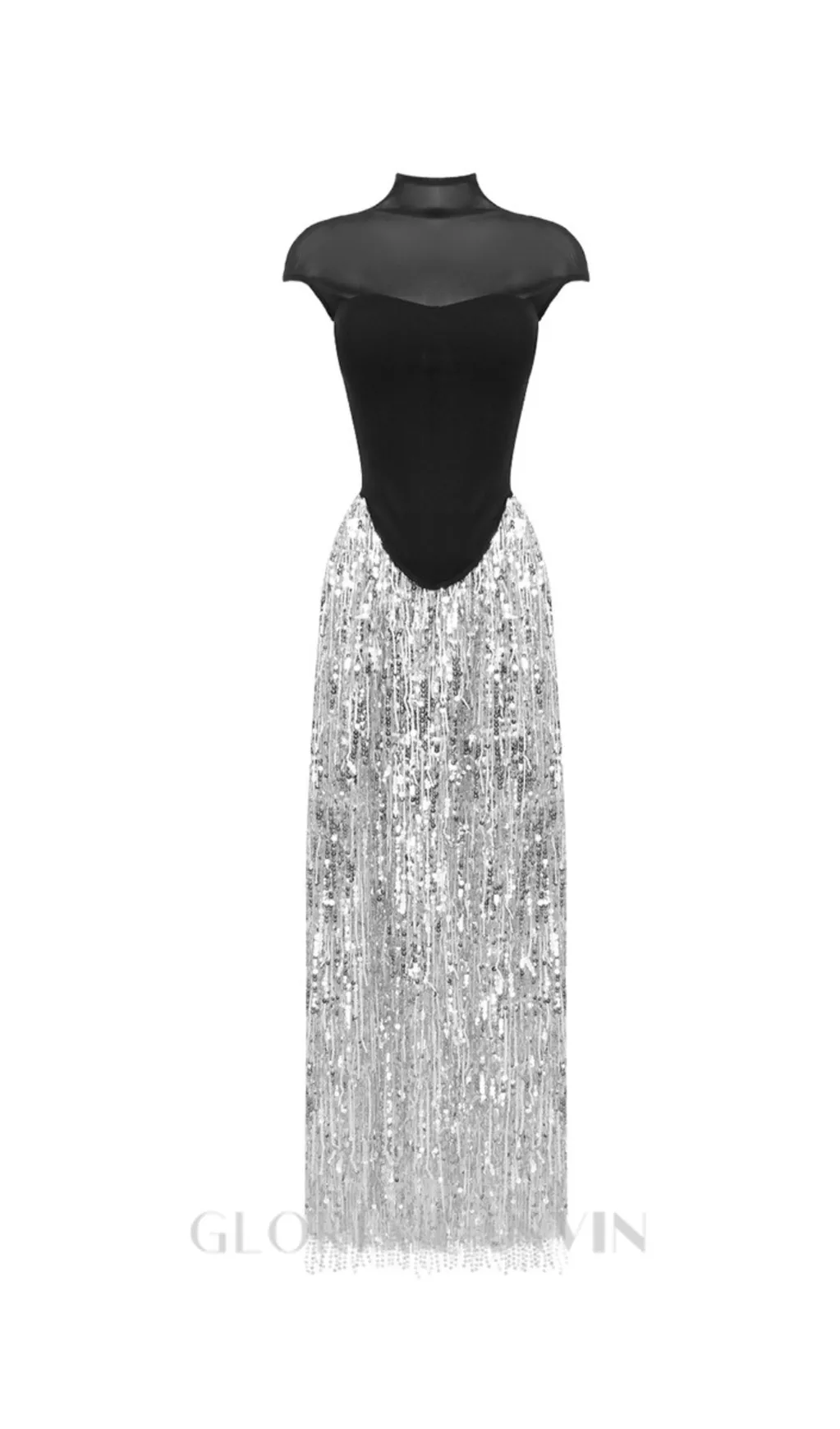 tassel sequin black corset maxi dress Gloria Lanvin