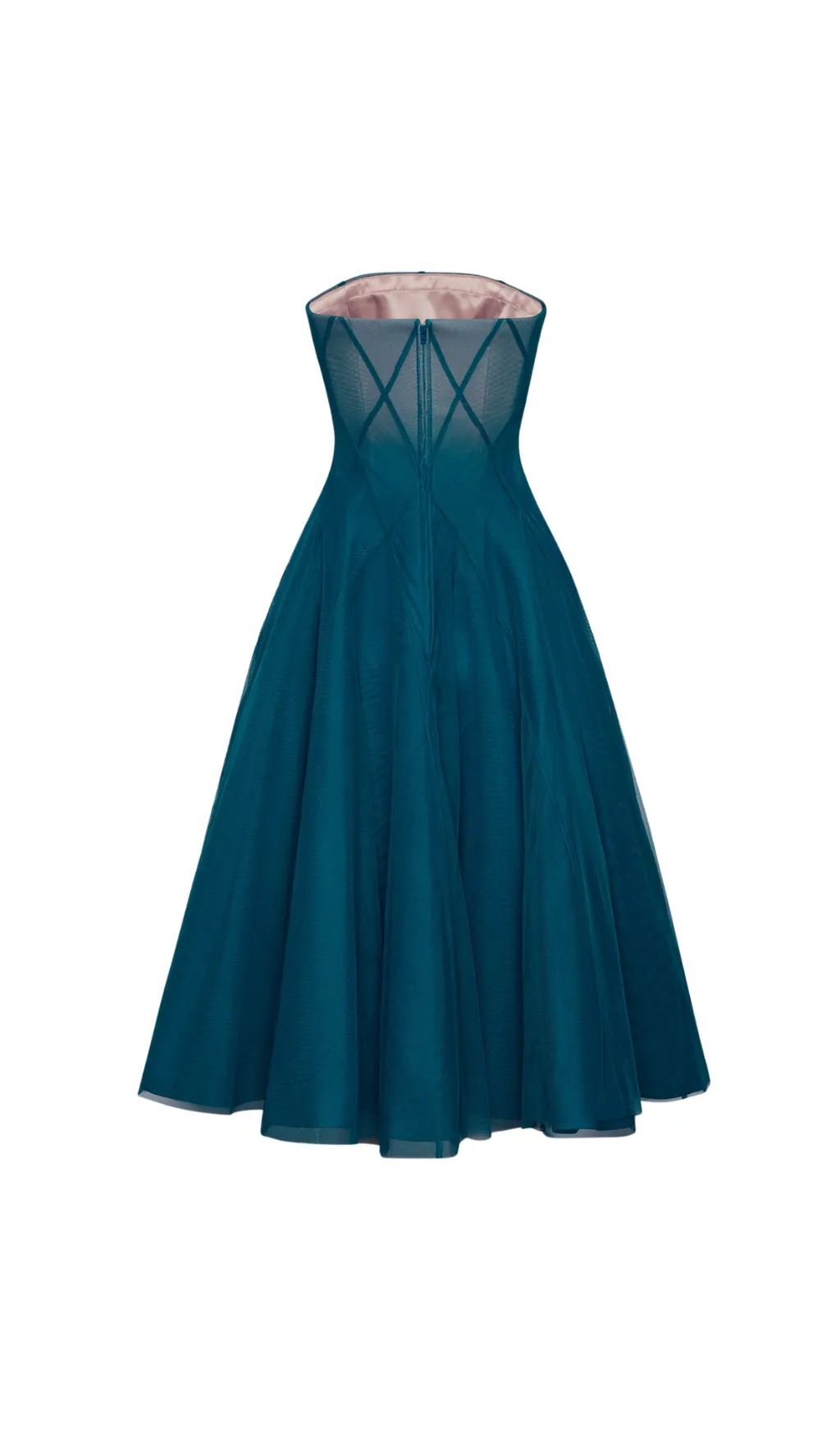 TEAL OMBRE SOFT NET MIDI DRESS Gloria Lanvin
