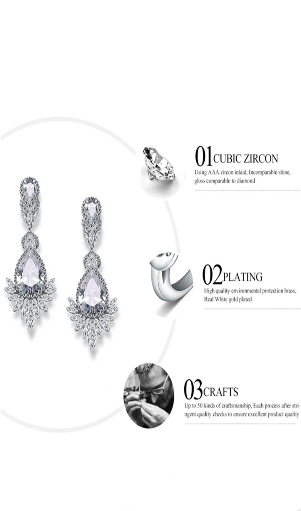 TEMPERAMENT DROP-SHAPED ZIRCON EARRINGS Gloria Lanvin