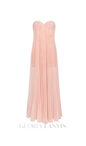 Thea Strapless Mesh Backless maxi Dress in pink Gloria Lanvin