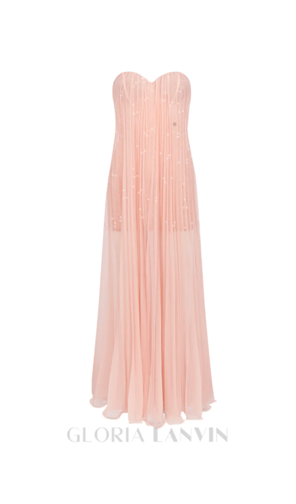 Thea Strapless Mesh Backless maxi Dress in pink Gloria Lanvin