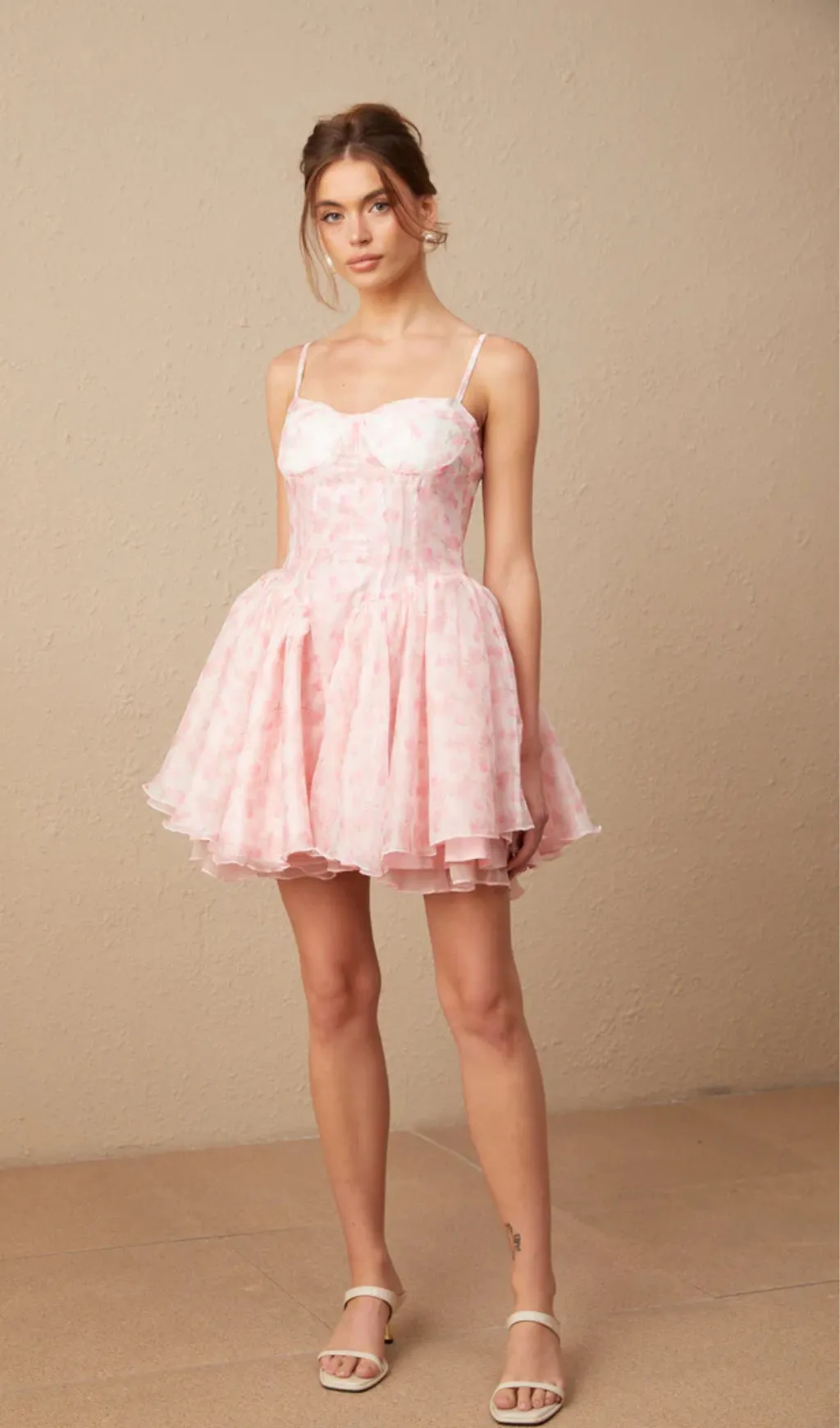 Thrse pink floral-print puffy mini dress Gloria Lanvin