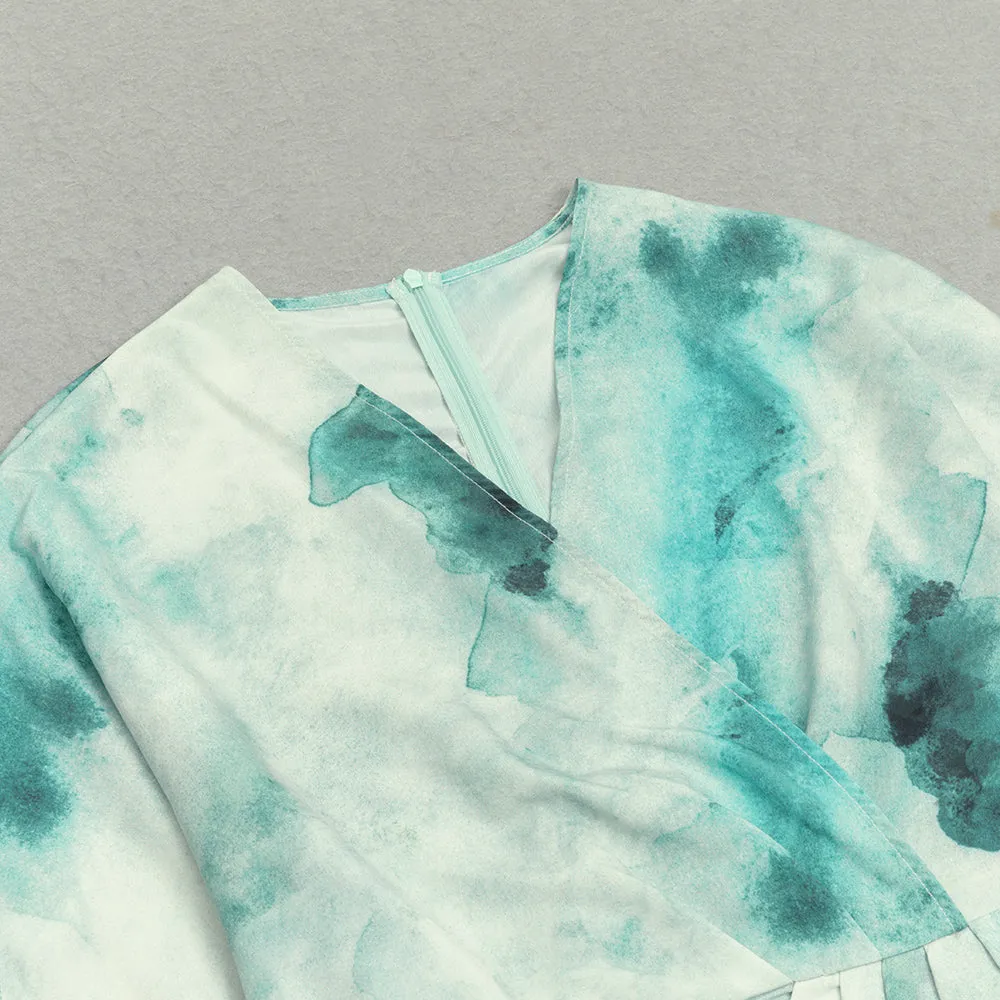 TIE DYE TWIST FRONT WRAP HEM MAXI DRESS Gloria Lanvin