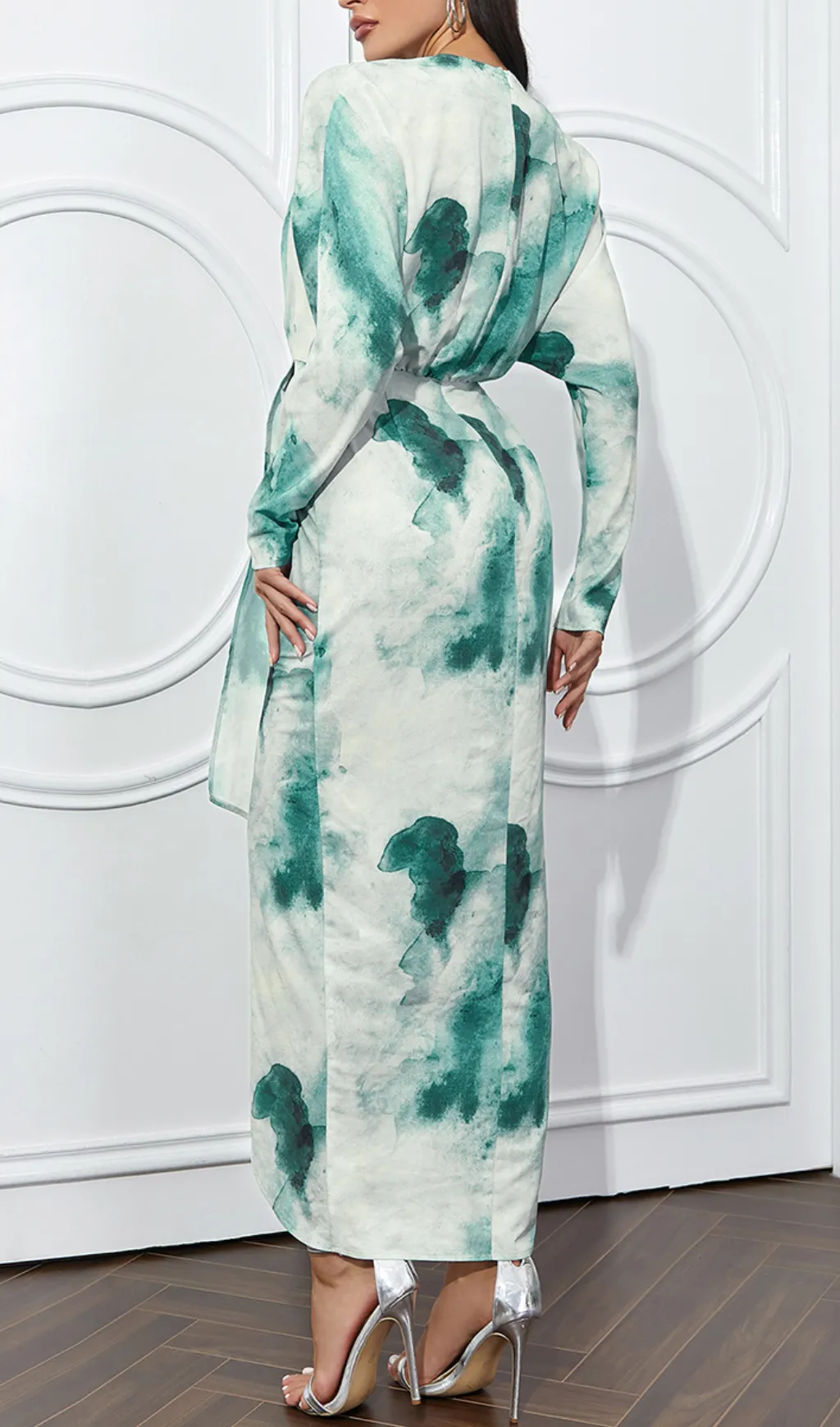 TIE DYE TWIST FRONT WRAP HEM MAXI DRESS Gloria Lanvin