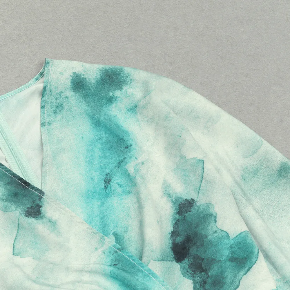 TIE DYE TWIST FRONT WRAP HEM MAXI DRESS Gloria Lanvin