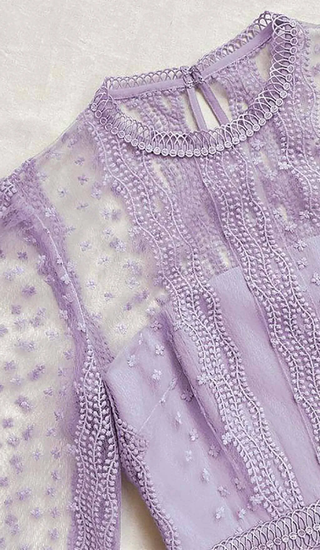 TIERED LACE MAXI DRESS IN LILAC Gloria Lanvin