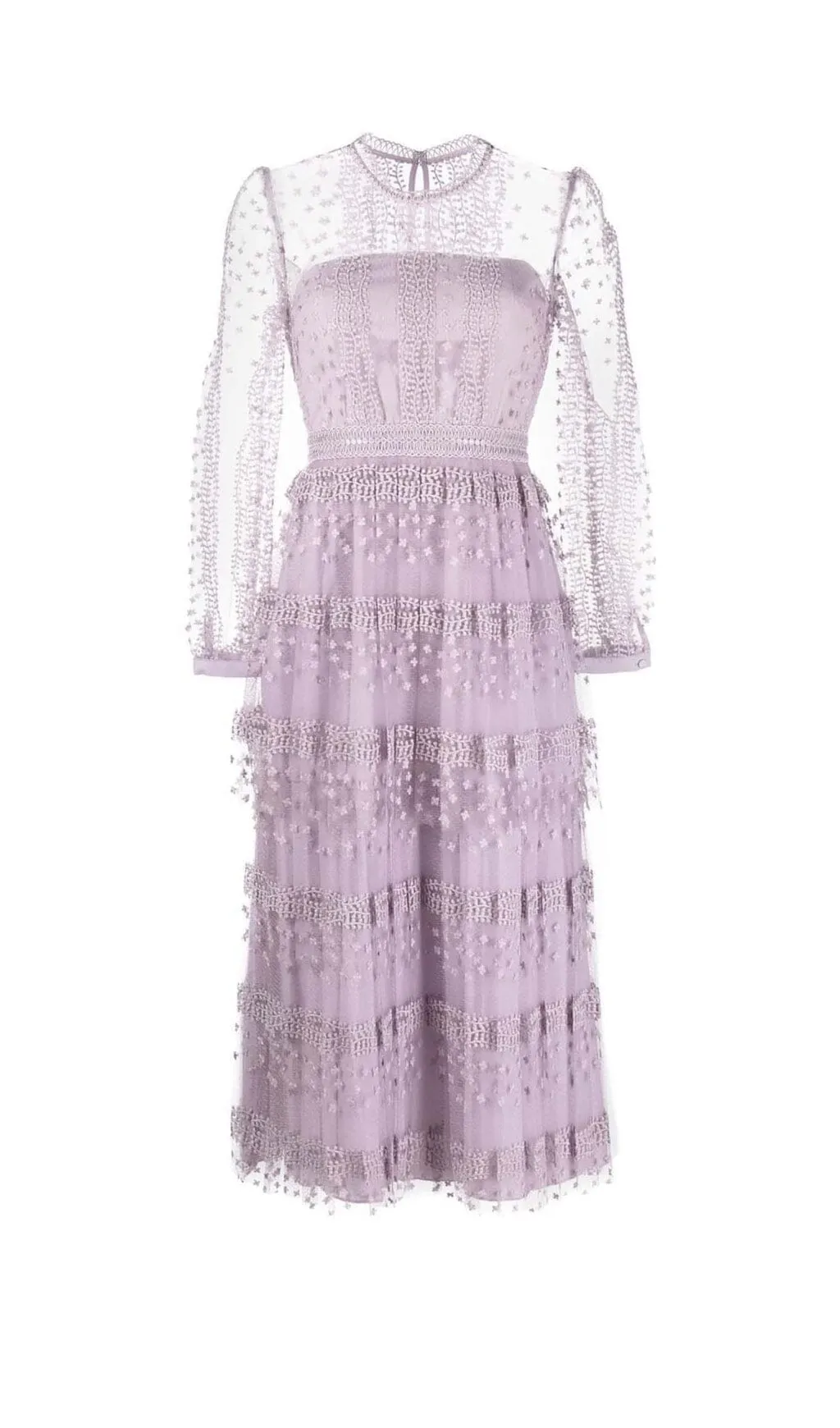 TIERED LACE MAXI DRESS IN LILAC Gloria Lanvin