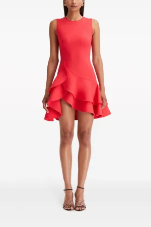 tiered ruffle mini dress in red Gloria Lanvin