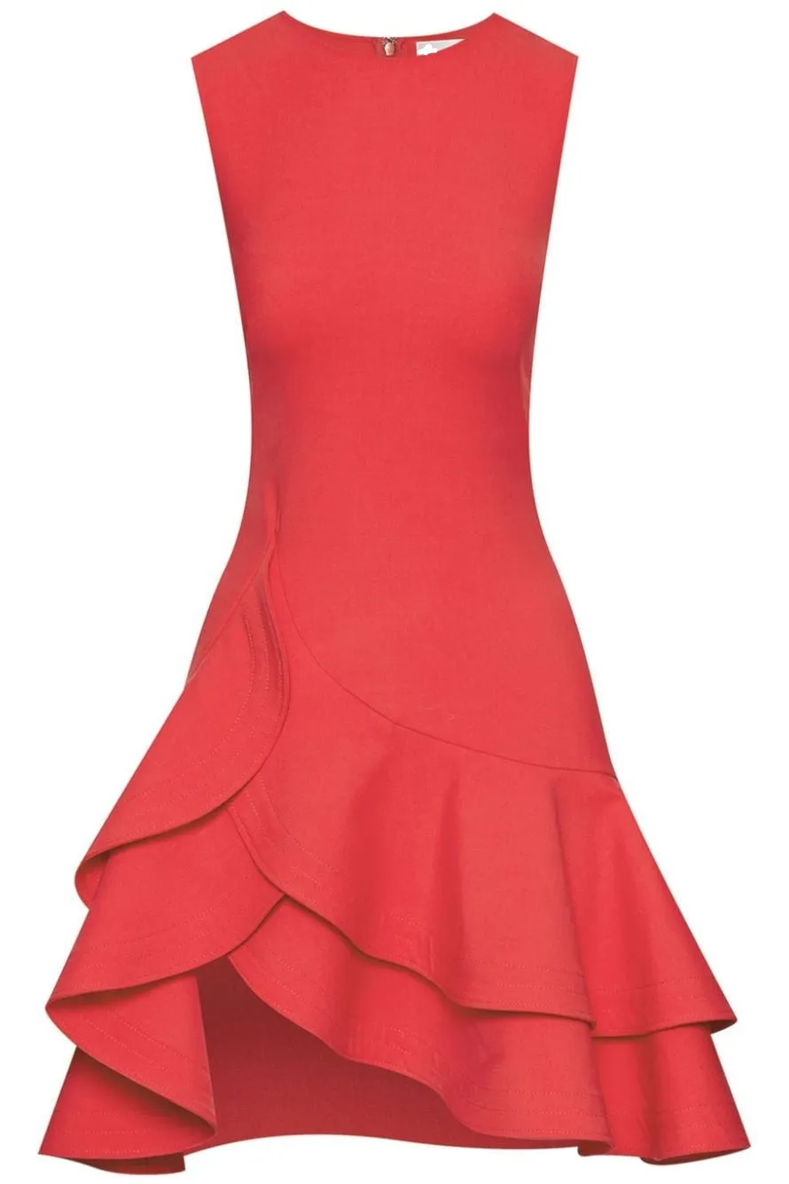 tiered ruffle mini dress in red Gloria Lanvin