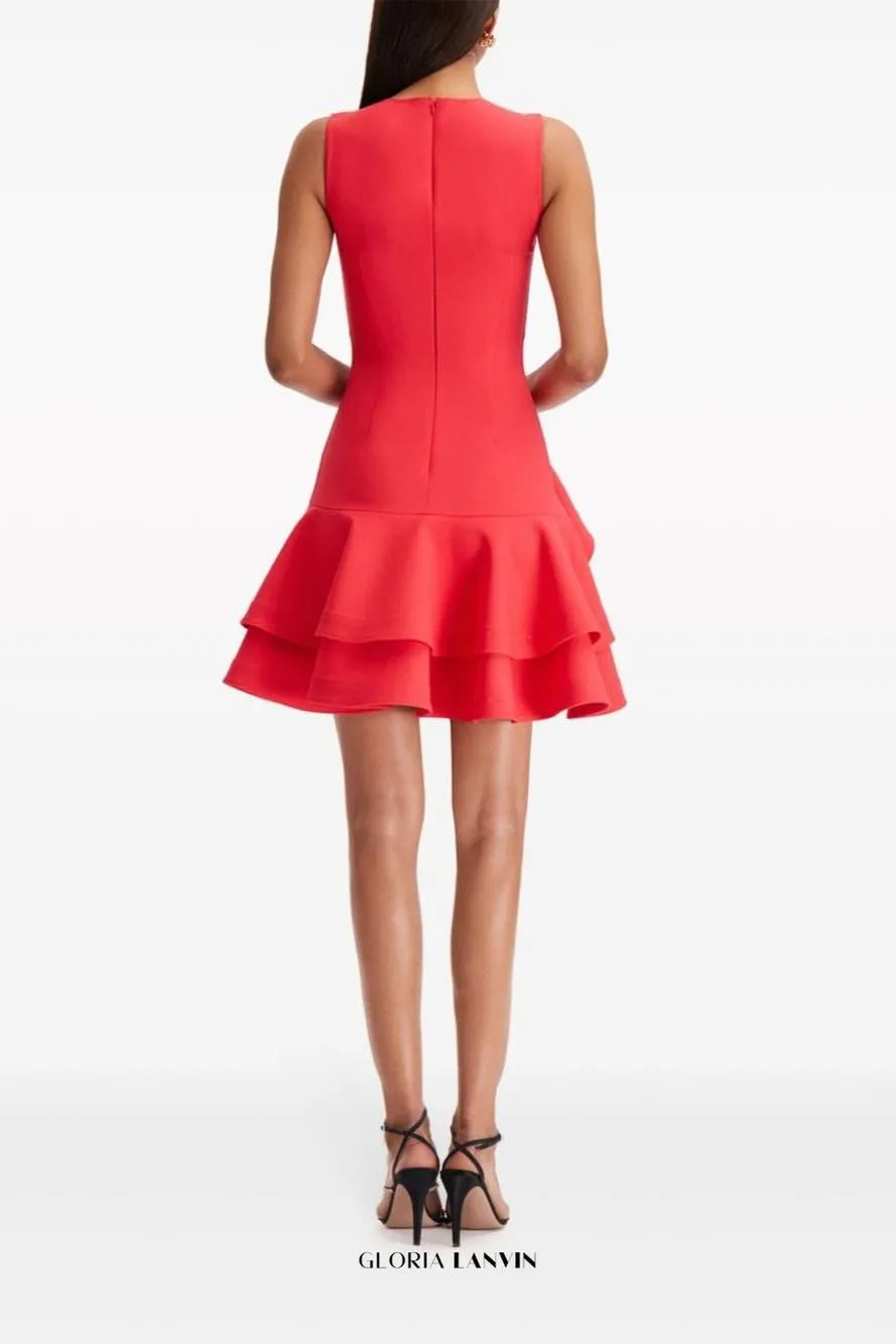 tiered ruffle mini dress in red Gloria Lanvin