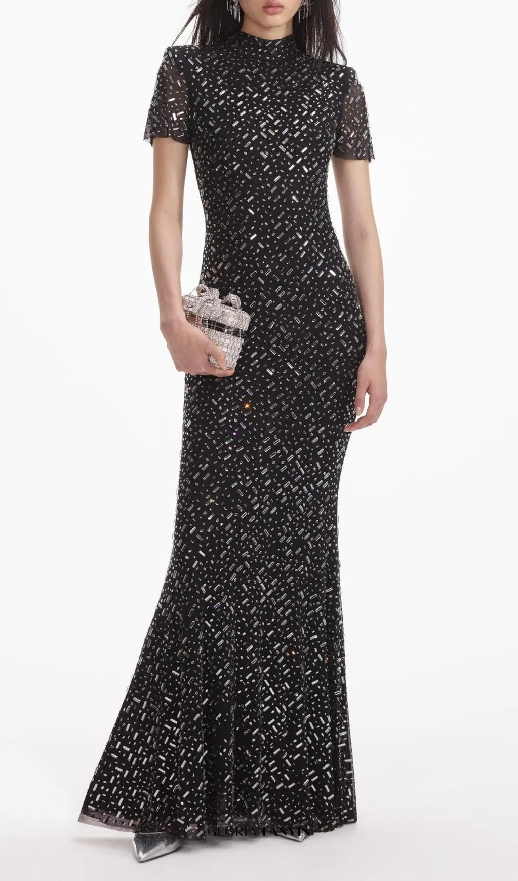 tiffany Crystal embellished Maxi Dress in black Gloria Lanvin