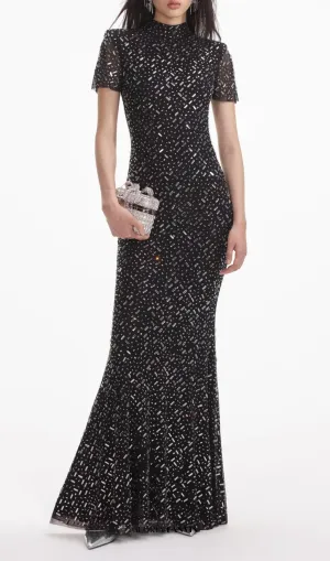 tiffany Crystal embellished Maxi Dress in black Gloria Lanvin