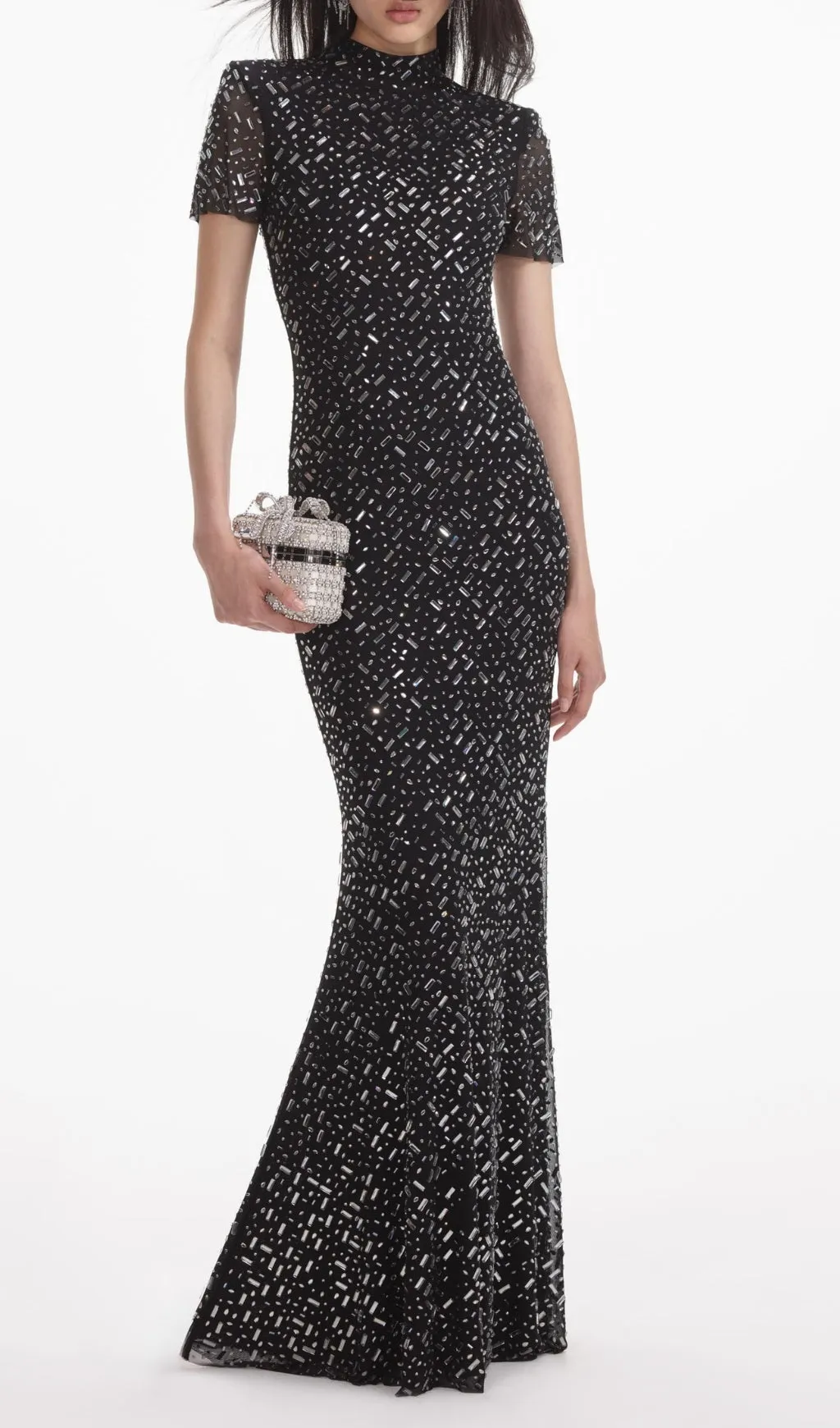 tiffany Crystal embellished Maxi Dress in black Gloria Lanvin
