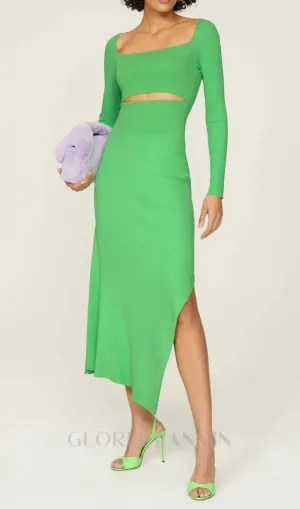 tiffany long sleeve cutout cocktail dress in green Gloria Lanvin