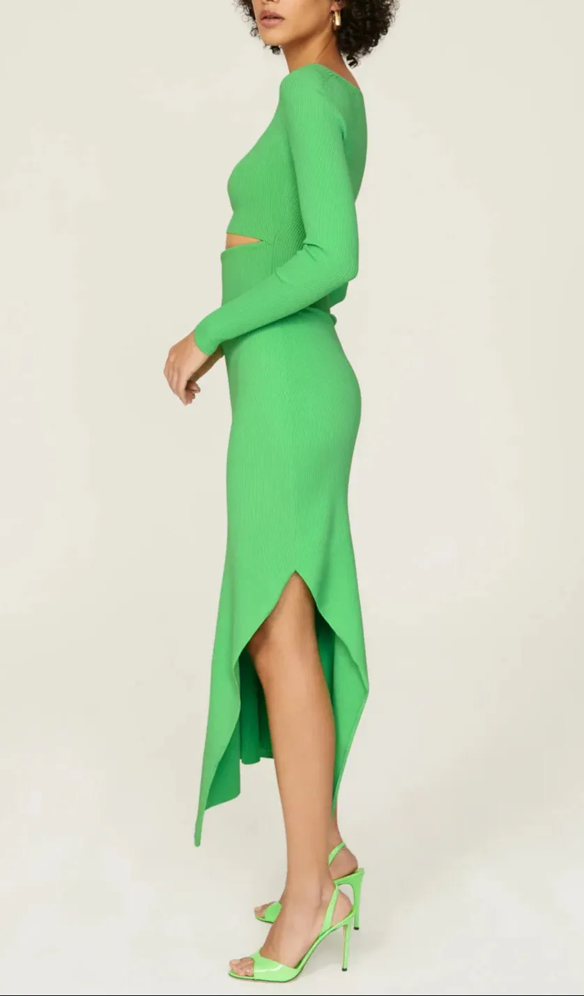 tiffany long sleeve cutout cocktail dress in green Gloria Lanvin