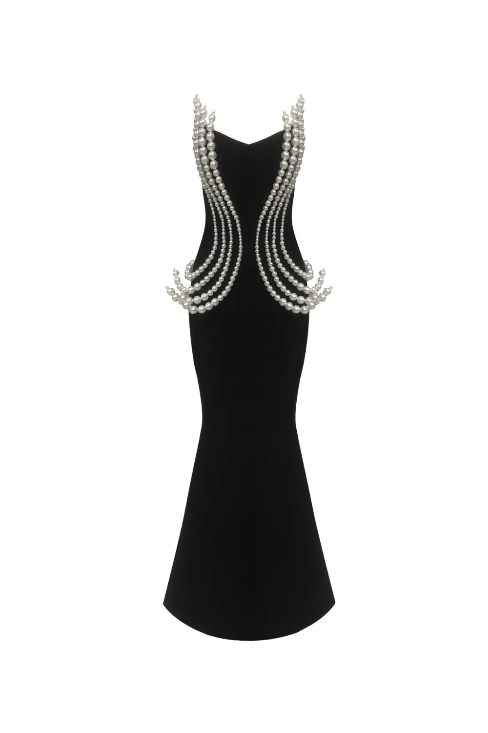 tiffany Pearl Bandage Sleeveless Maxi Dress in black Gloria Lanvin