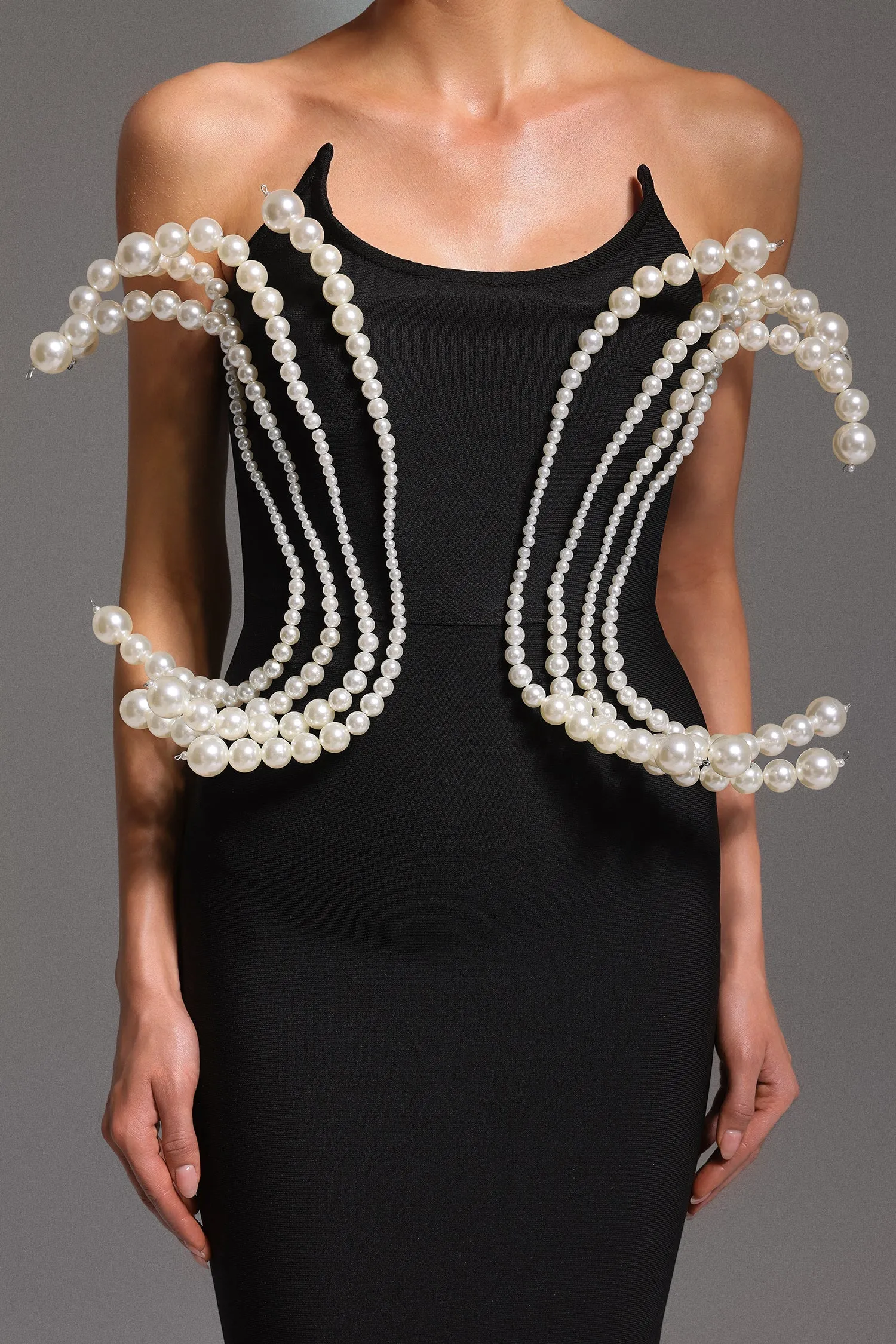 tiffany Pearl Bandage Sleeveless Maxi Dress in black Gloria Lanvin
