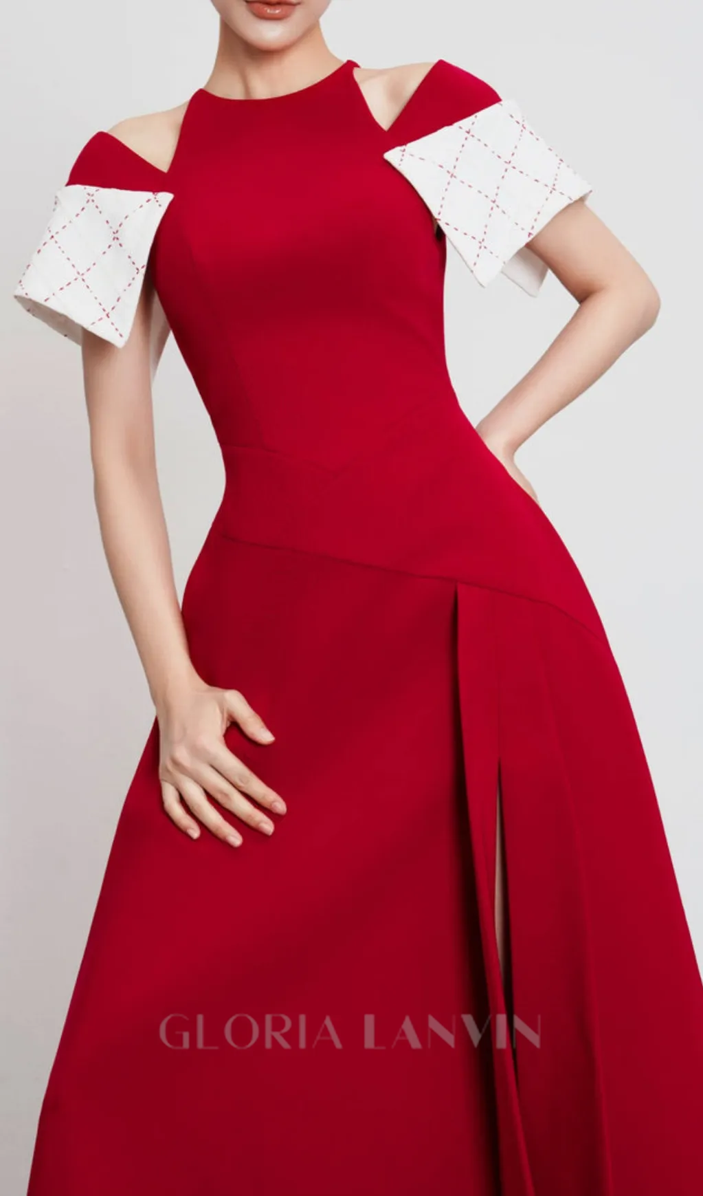 TIFFANY TWO-TONE SLIT MIDI DRESS Gloria Lanvin