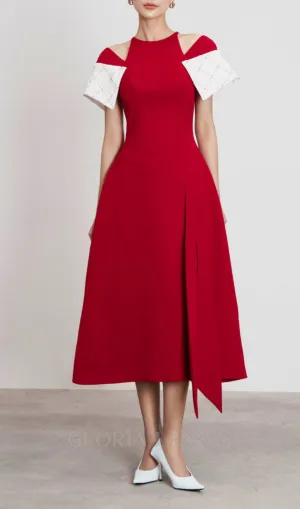 TIFFANY TWO-TONE SLIT MIDI DRESS Gloria Lanvin