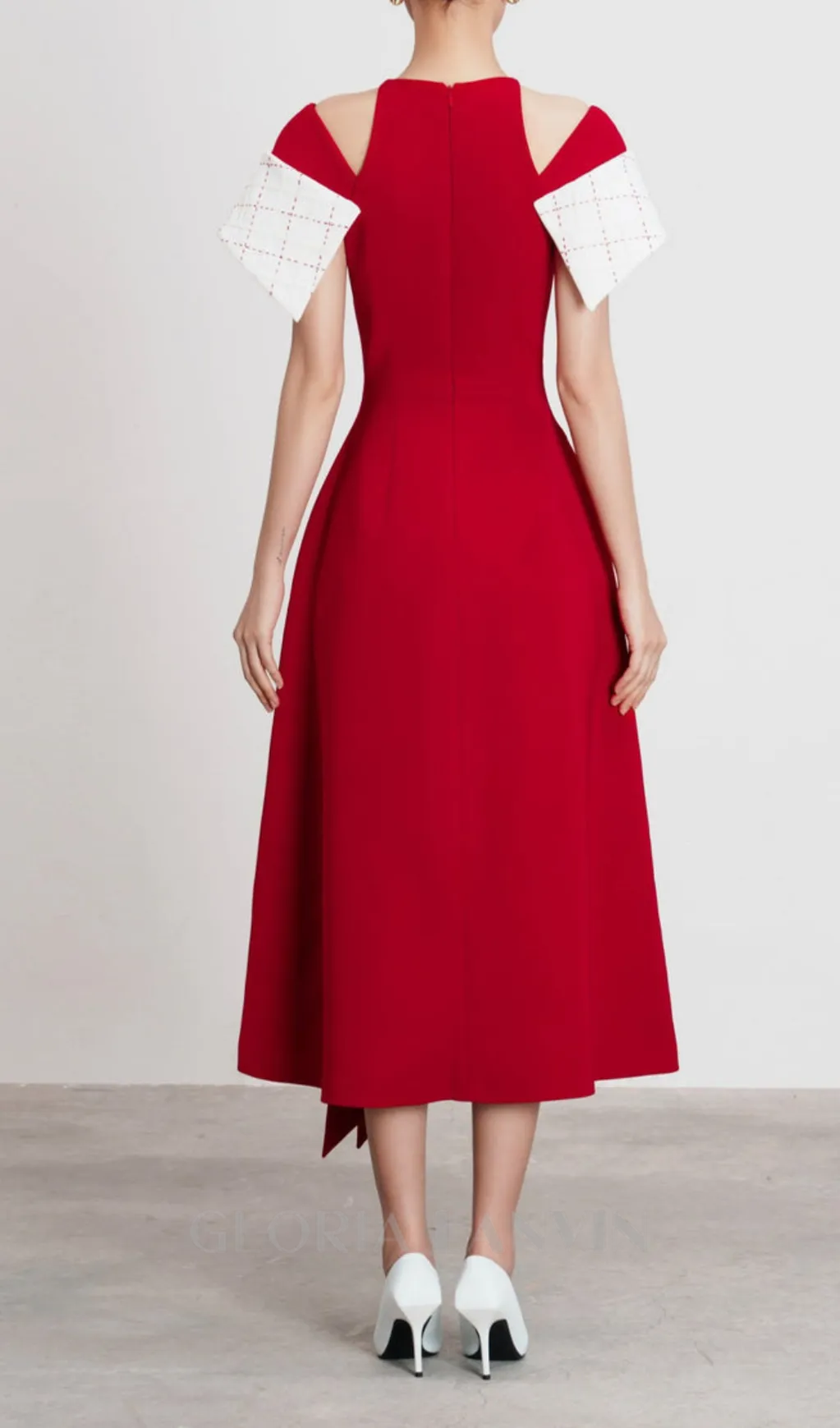 TIFFANY TWO-TONE SLIT MIDI DRESS Gloria Lanvin