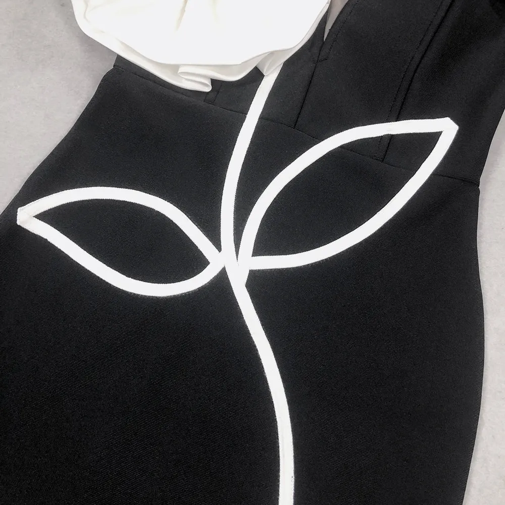 TINA 3D FLOWER EMBELLISHED STRAPLESS HALTER MINI DRESS Gloria Lanvin