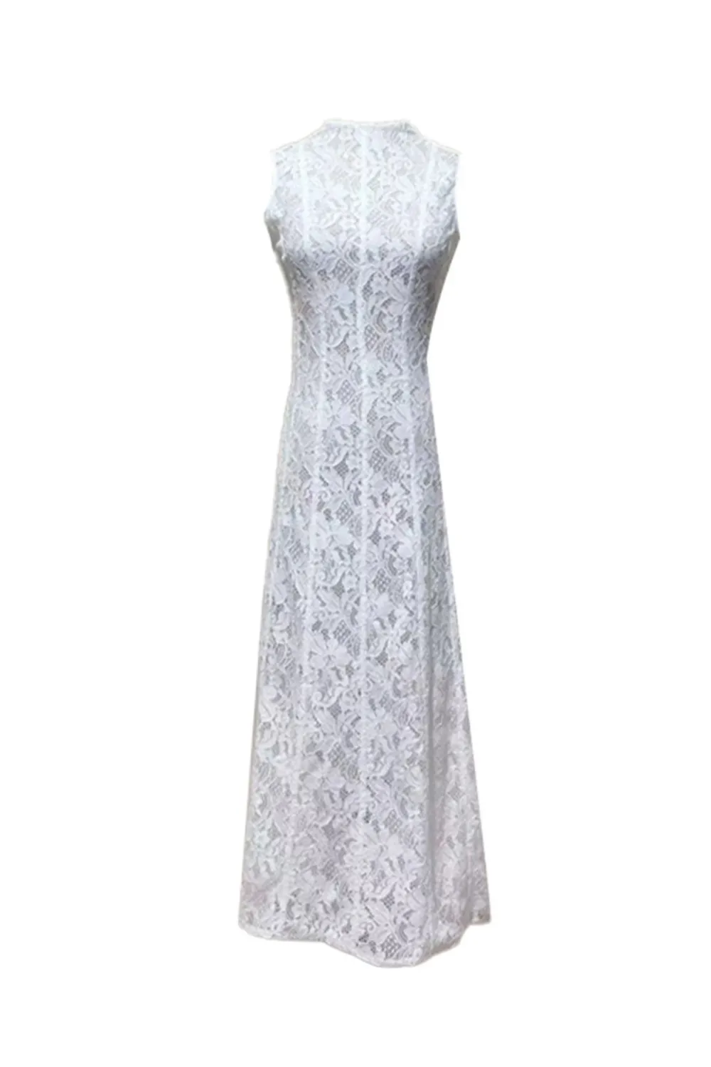 tina Embroidered lace sleeveless maxi dress in white Gloria Lanvin