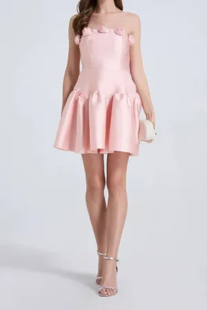 Tina flower strapless mini Dress in pink Gloria Lanvin