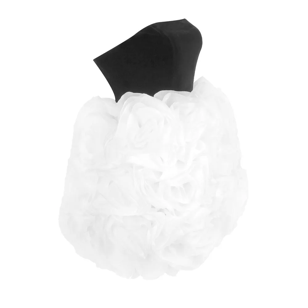 tina white 3d flowers strapless black mini dress Gloria Lanvin