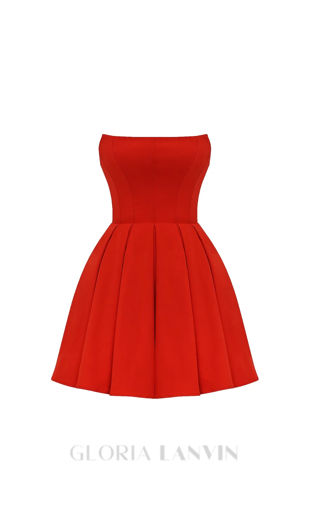 tomato red strapless pleated mini dress Gloria Lanvin