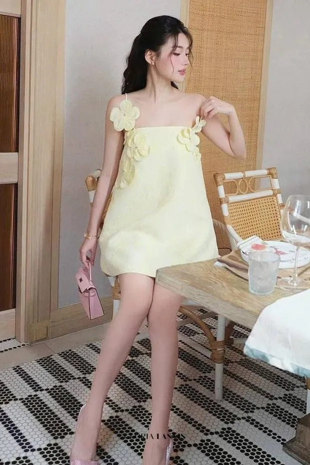 tracy floral jacquard mini dress in yellow Gloria Lanvin