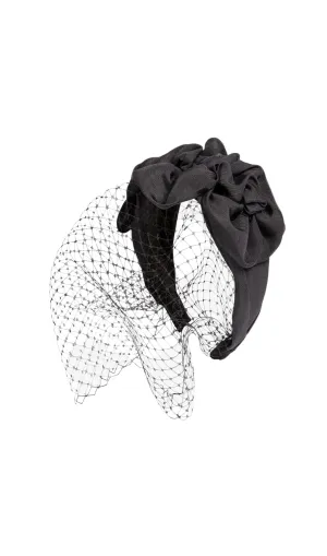 TRIPLE ROSETTE WITH VEIL IN BLACK Gloria Lanvin