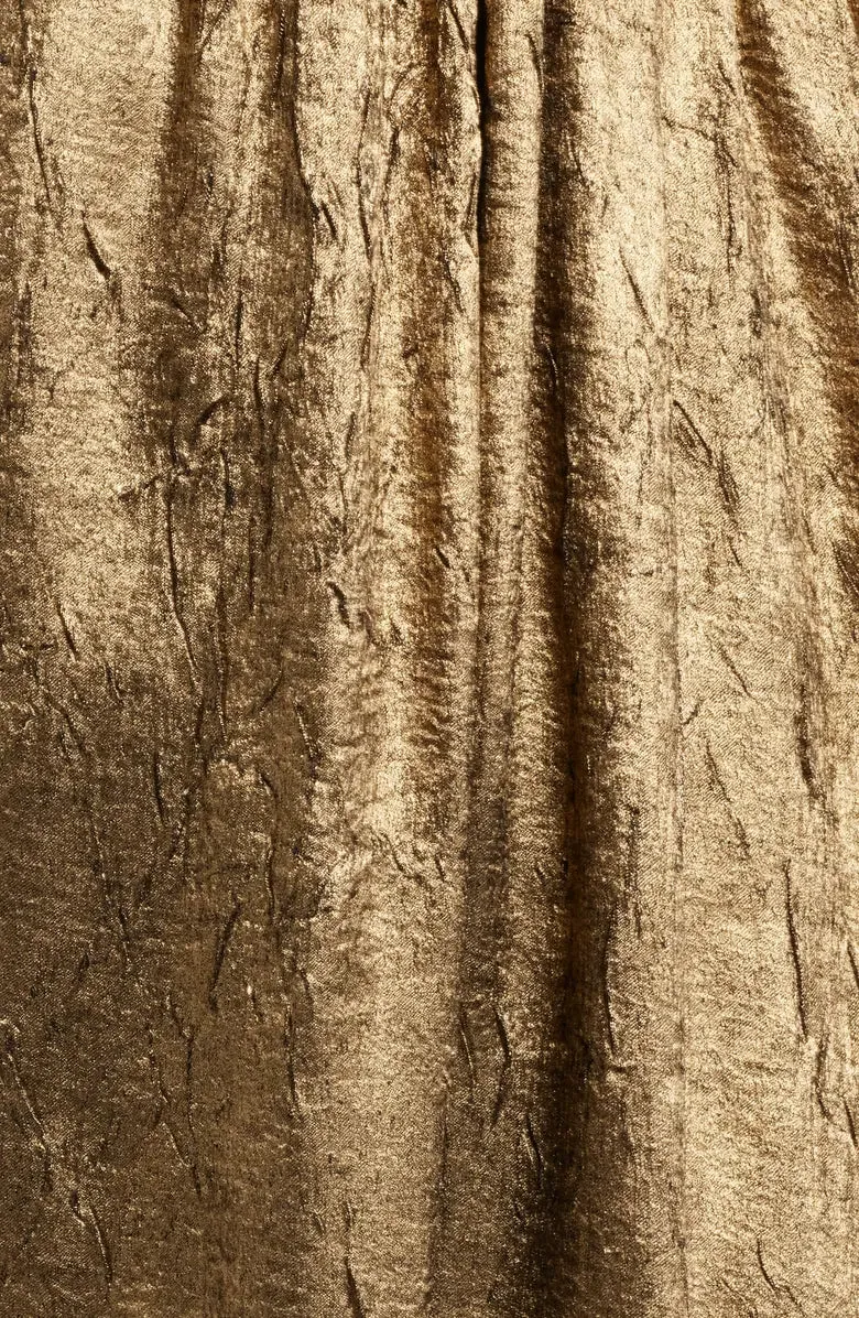 trista square neck puff sleeve midi dress in gold Gloria Lanvin