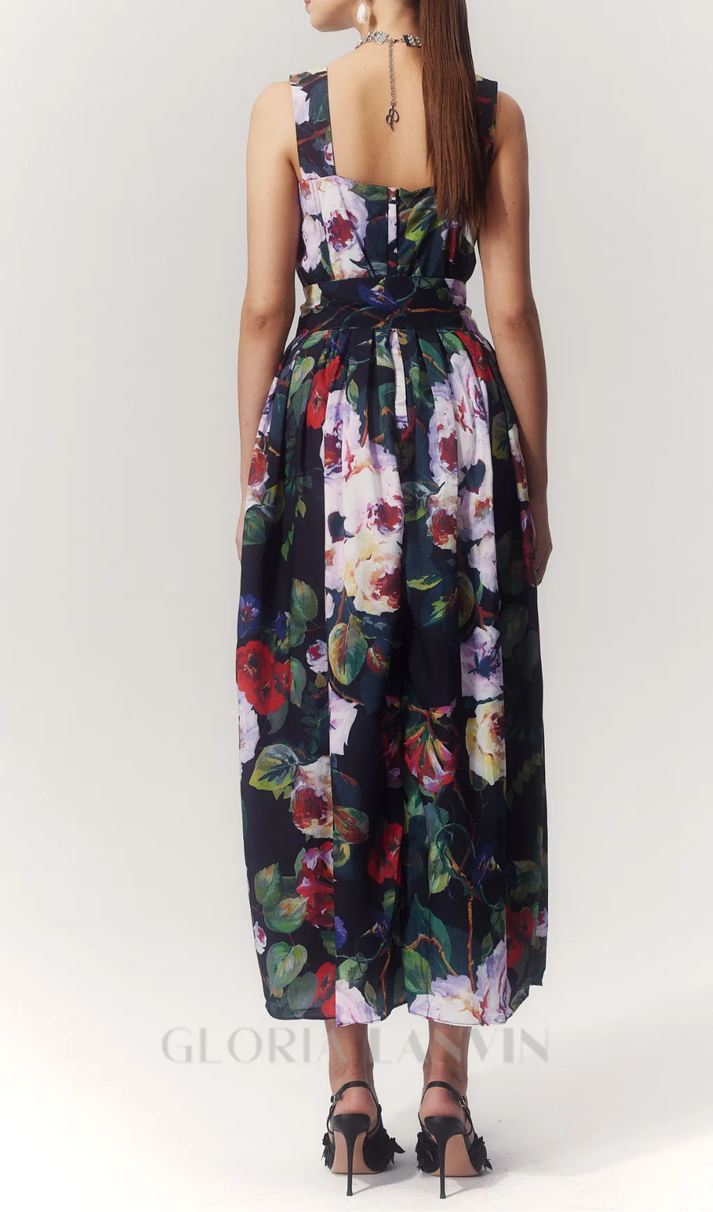 TRUDA MULTICOLOR FLORAL PRINTED MIDI DRESS Gloria Lanvin