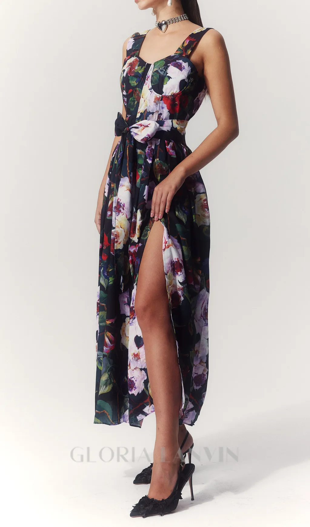 TRUDA MULTICOLOR FLORAL PRINTED MIDI DRESS Gloria Lanvin