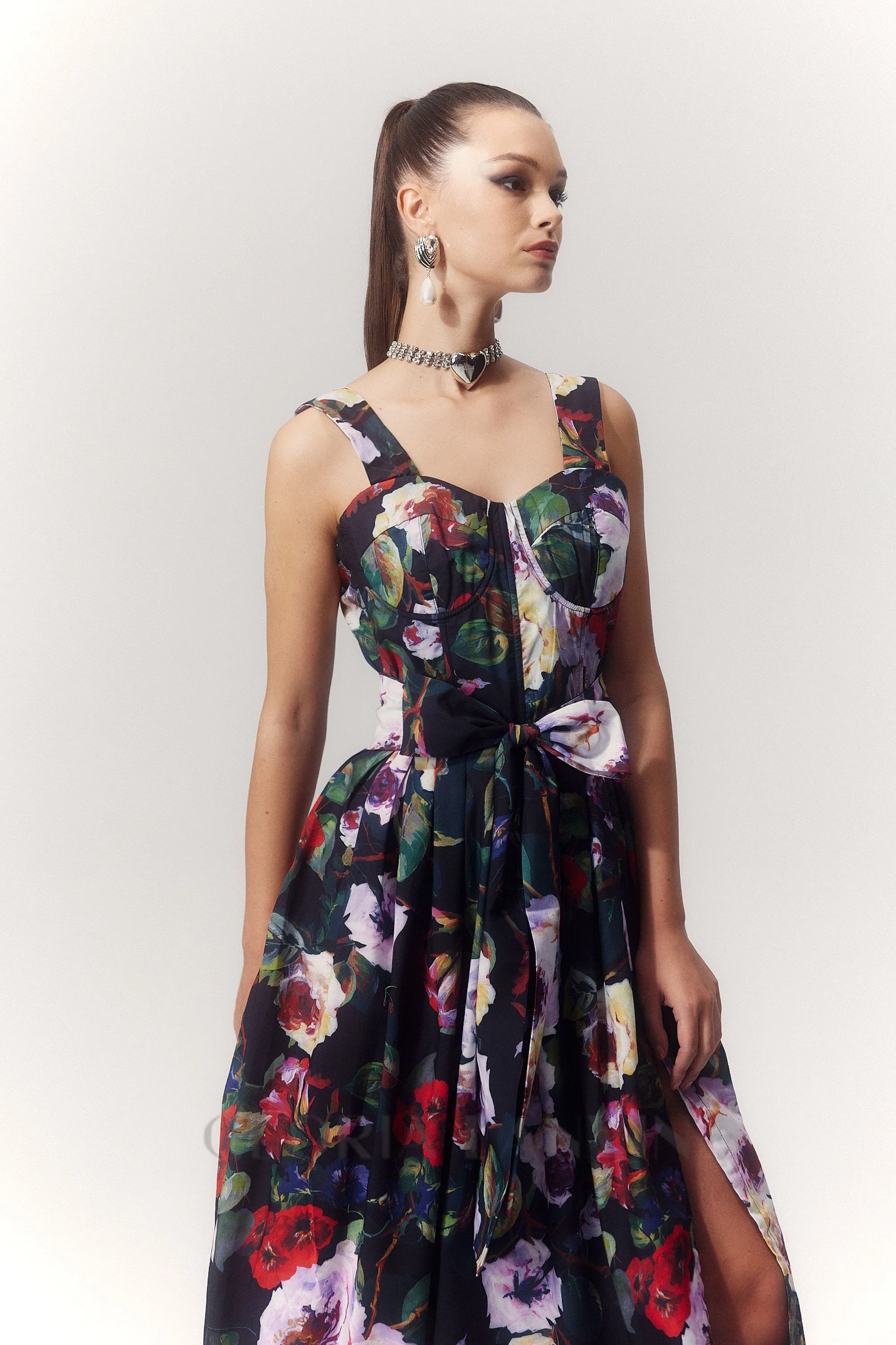 TRUDA MULTICOLOR FLORAL PRINTED MIDI DRESS Gloria Lanvin
